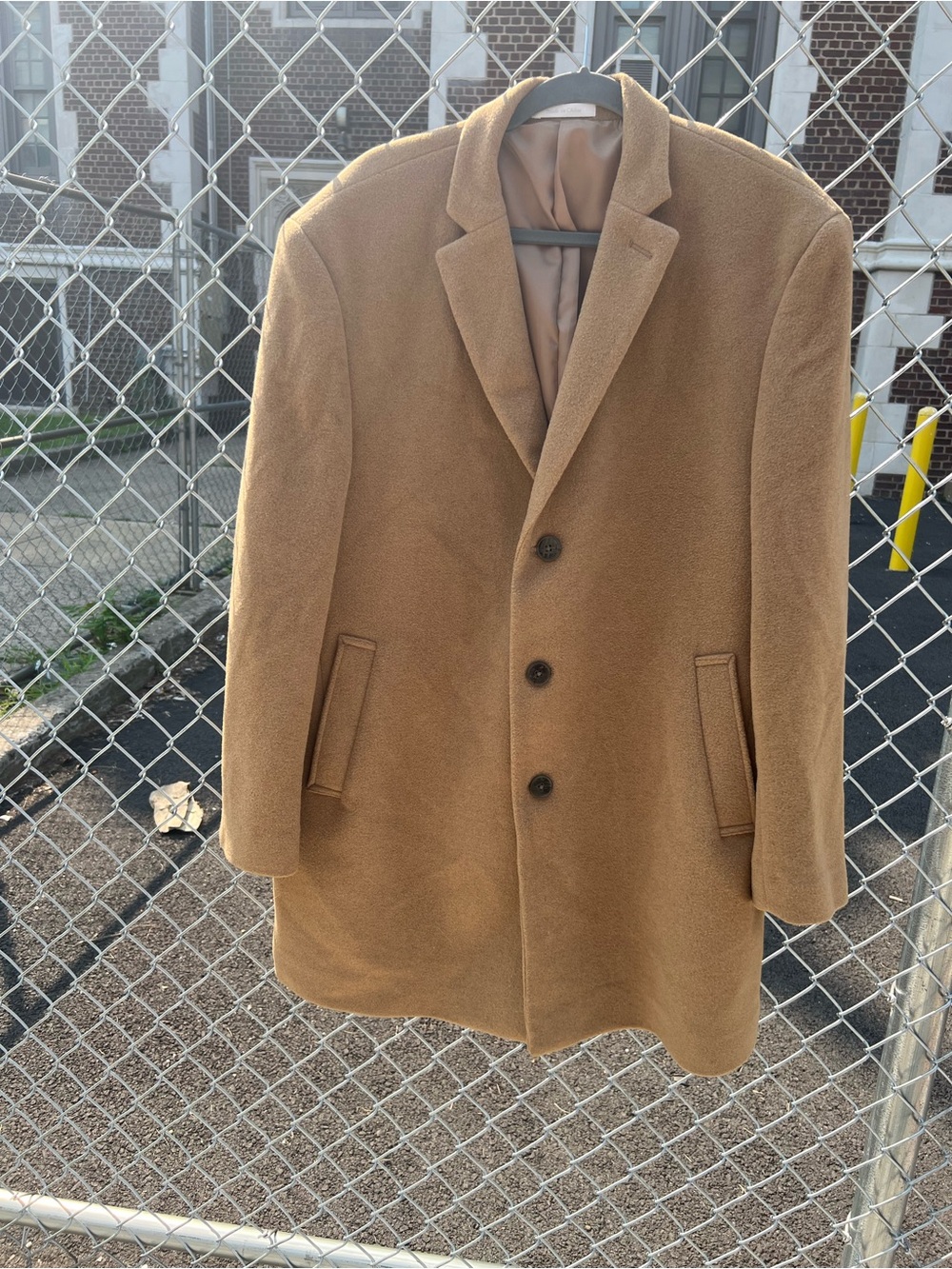 Calvin Klein Men's Wool-Blend Coat Jacket Tan, Size 46R